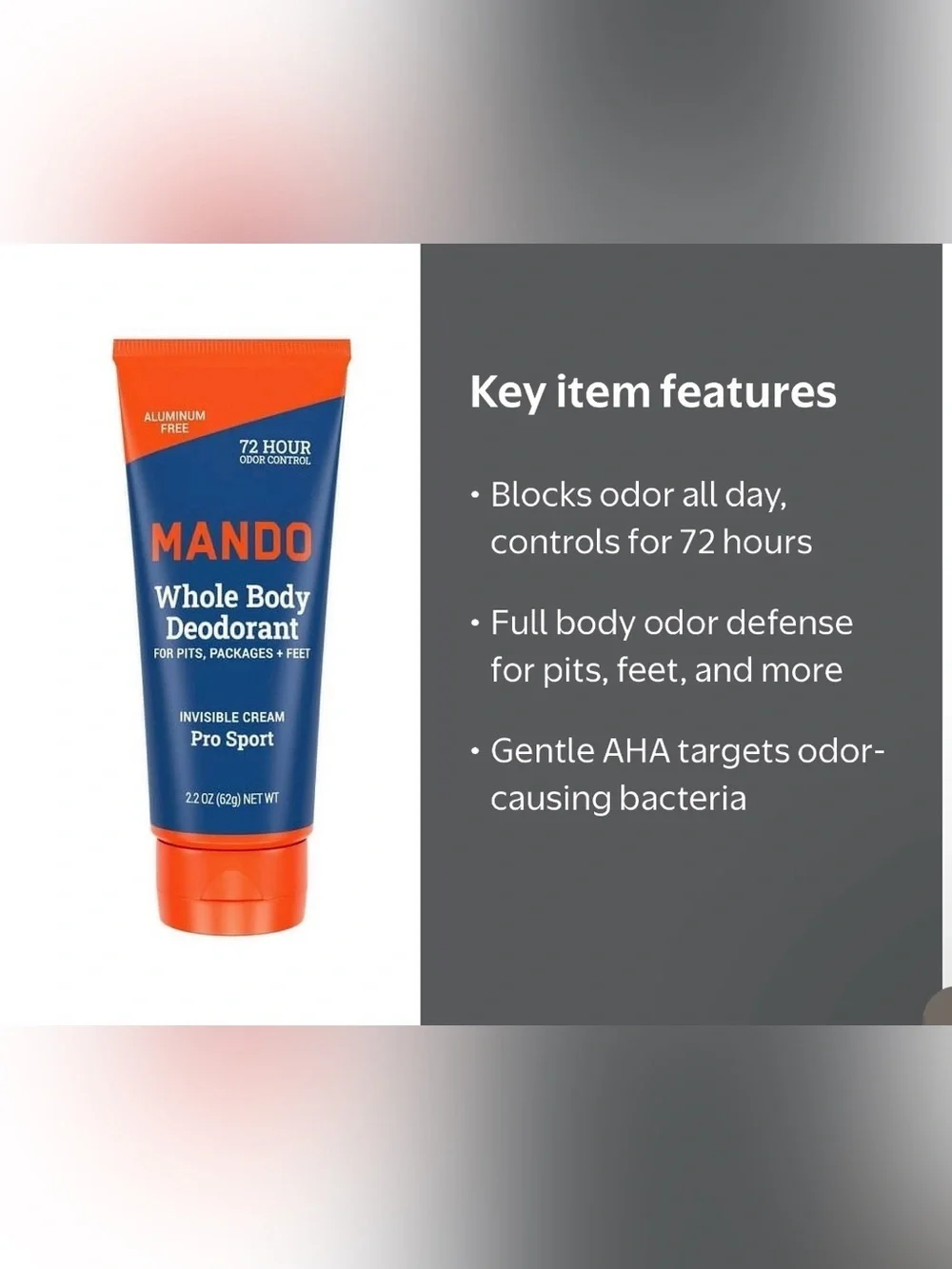 Mando Whole Body Deodorant • Invisible Cream • NEW $16